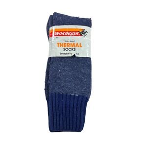 VTG Winchester Mens Thermal Socks Wool Blend Blue Marled Made in USA Size 10-13